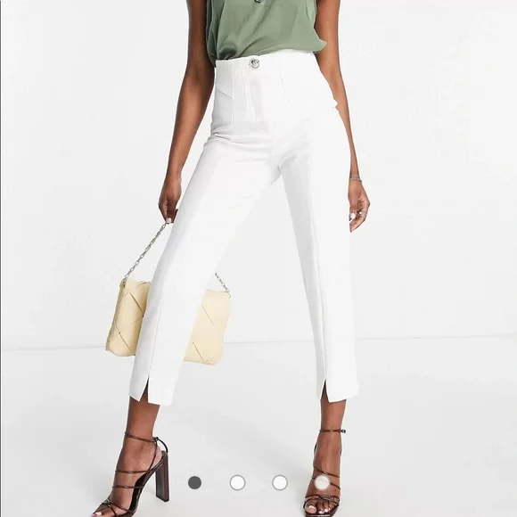 high waisted cigarette trousers white Worn once ! River Island high waisted tailored cigarette pants in white